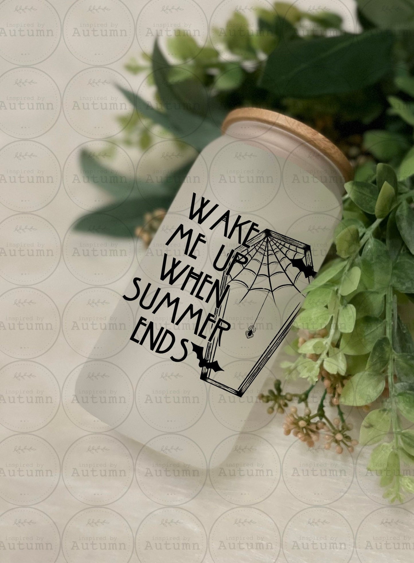 16oz Glass Can Tumbler | Wake Me Up When Summer Ends | Skellie | Coffin | Bats | Spider Webs | Skull | Iced Coffee Glass