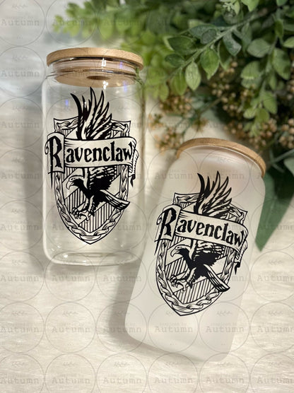 16oz Glass Can Tumbler | Harry Potter | Hogwarts Houses | Ravenclaw | Magical Wizarding World | Iced Coffee Glass
