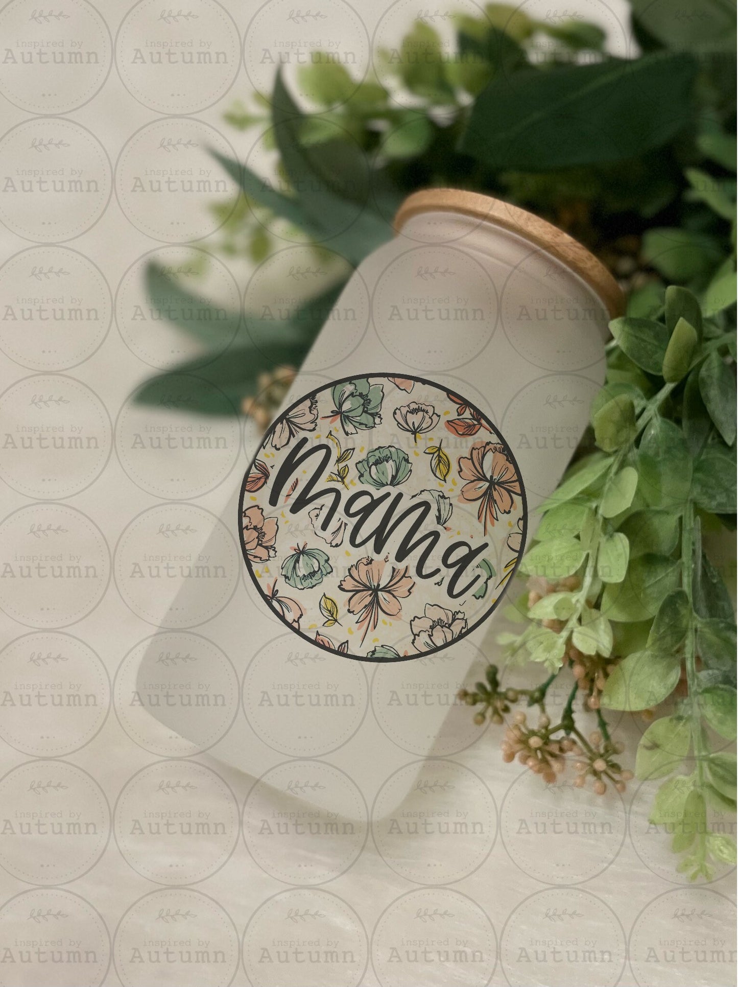 Frosted 16oz Glass Can Tumbler | Mama | Mothers Day Gift | Floral | Iced Coffee Glass