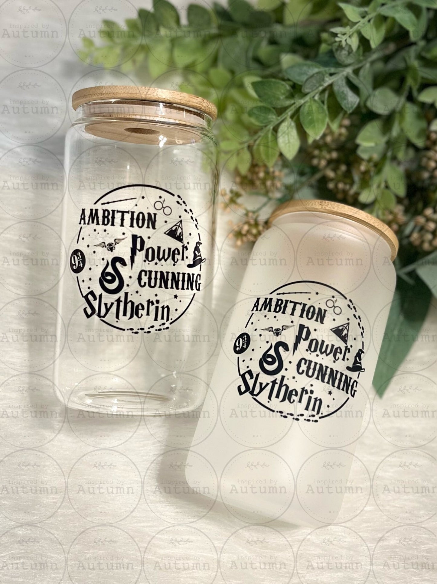 16oz Glass Can Tumbler | Harry Potter | Hogwarts Houses | Slytherin | Magical Wizarding World | Iced Coffee Glass