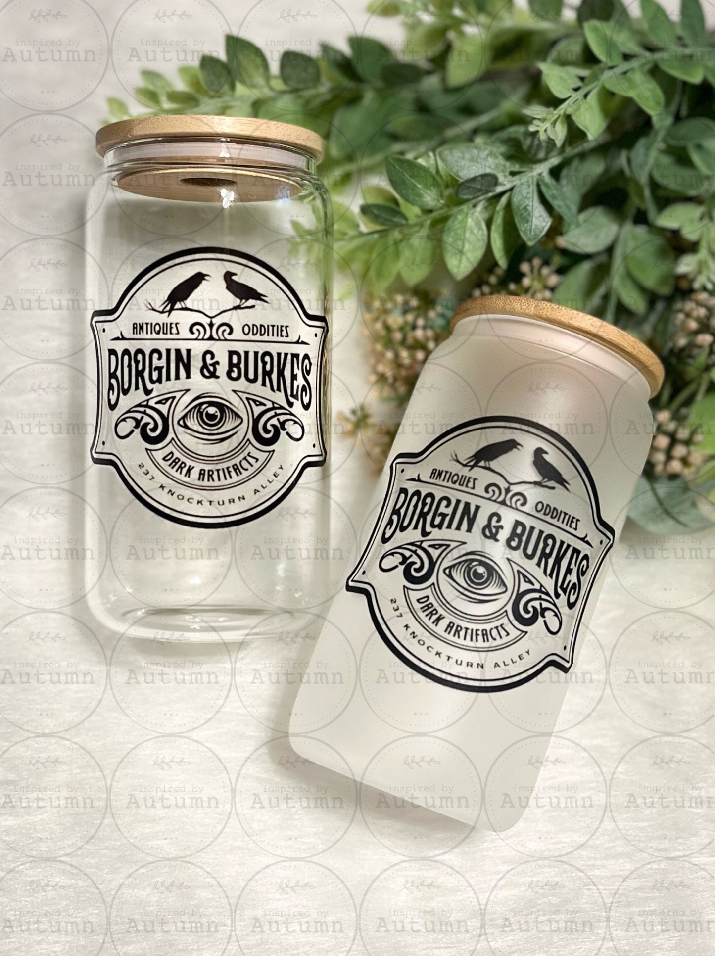 16oz Glass Can Tumbler | Harry Potter | Borgin And Burkes | Diagon Alley | Knockturn | Magical Wizarding World | Iced Coffee Glass