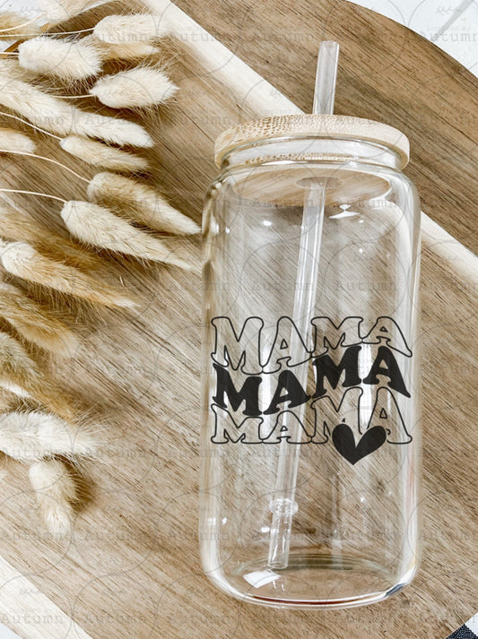 16oz Glass Can Tumbler | Mama Mama Mama | Mothers Day Gift | Iced Coffee Glass