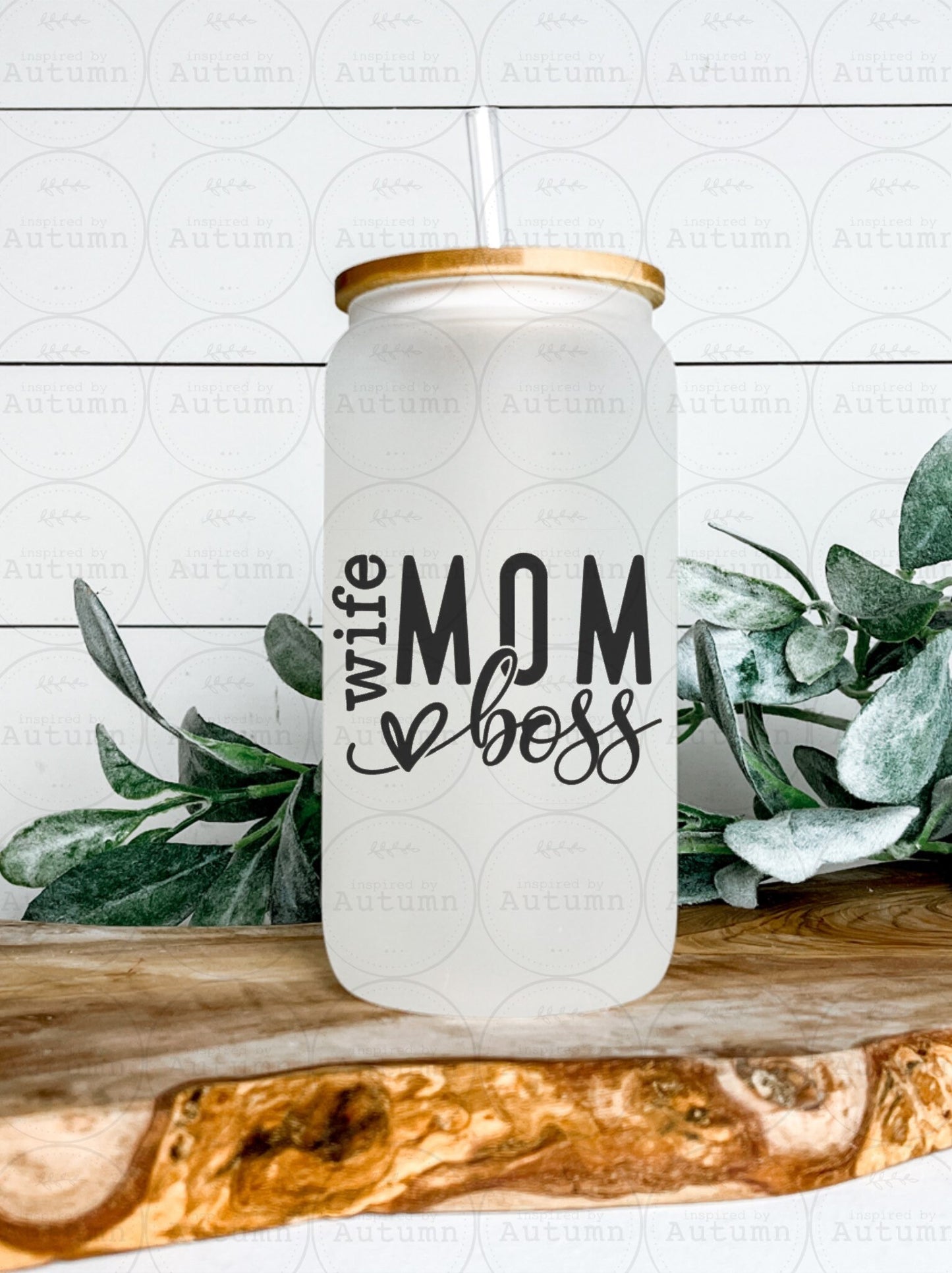 16oz Glass Can Tumbler | Wife Mom Boss | Mothers Day Gift | Iced Coffee Glass