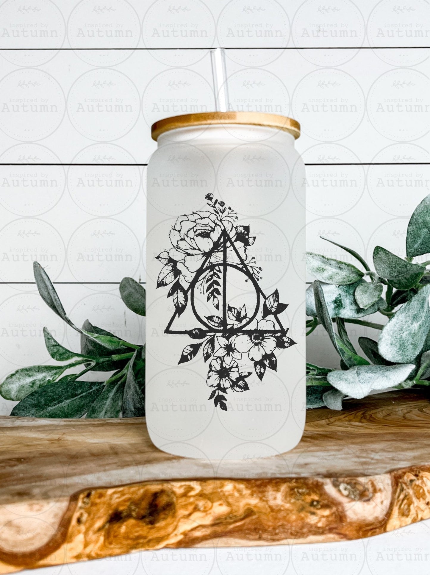 16oz Glass Can Tumbler | Deathly Hallows | Harry Potter | Three Brothers | Always | Hogwarts | Magical Wizarding | Iced Coffee Glass