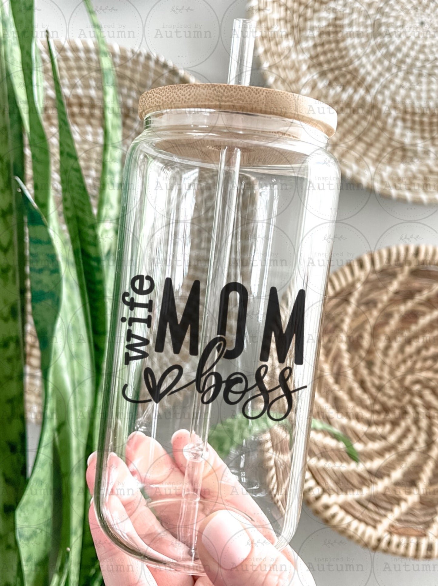 16oz Glass Can Tumbler | Wife Mom Boss | Mothers Day Gift | Iced Coffee Glass