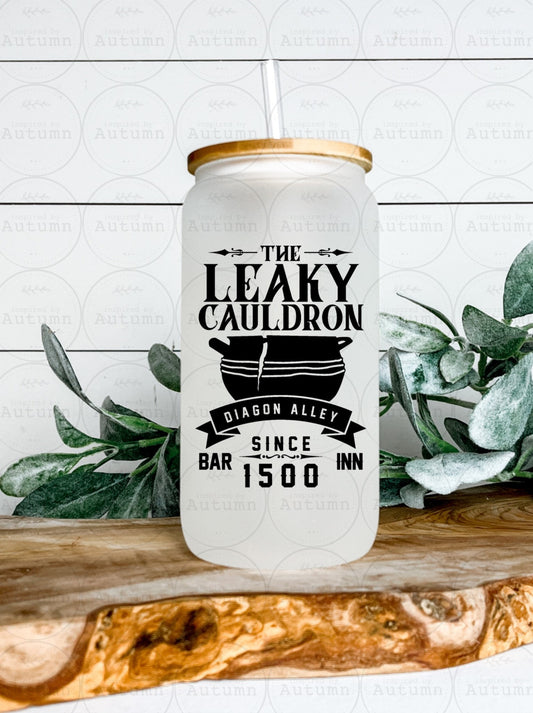 16oz Glass Can Tumbler | Harry Potter | The Leaky Cauldron | Diagon Alley | Magical Wizarding World | Iced Coffee Glass