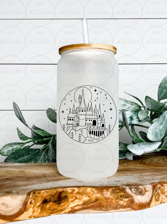 16oz Glass Can Tumbler | Harry Potter | Hogwarts | Magical Wizarding World | Iced Coffee Glass