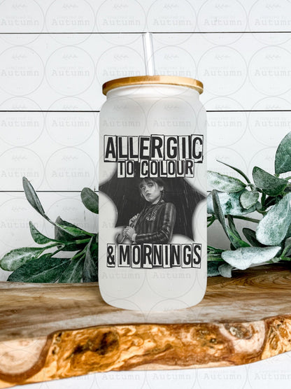 16oz Glass Can Tumbler | Wednesday Addams | The Addams Family | Iced Coffee Glass