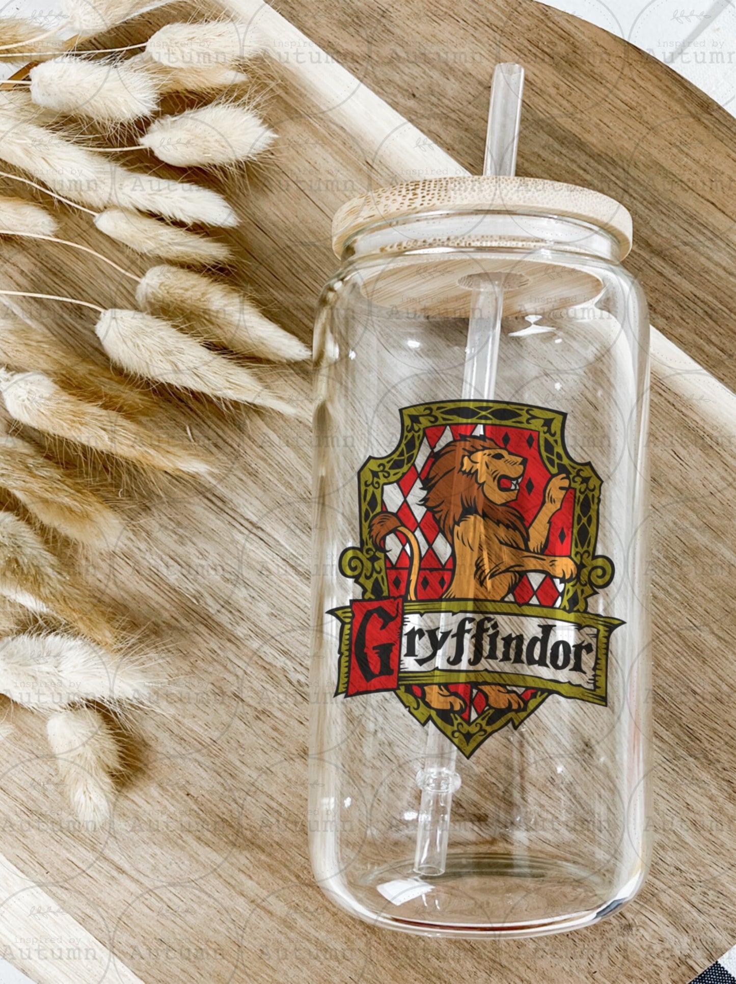 16oz Glass Can Tumbler | Harry Potter | Hogwarts Houses | Gryffindor | Magical Wizarding World | Iced Coffee Glass