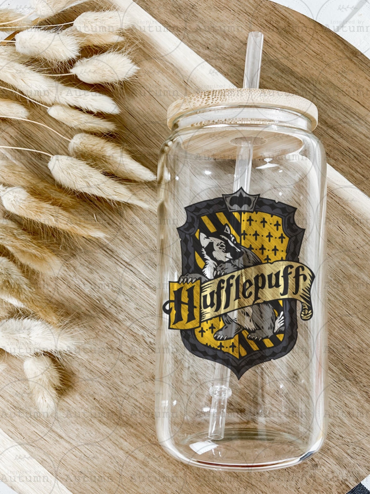 16oz Glass Can Tumbler | Harry Potter | Hogwarts Houses | Hufflepuff | Magical Wizarding World | Iced Coffee Glass