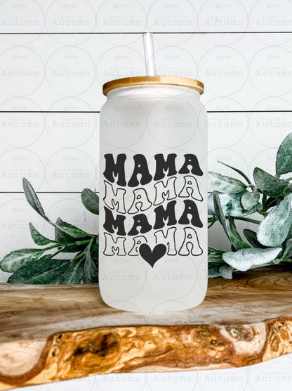 16oz Glass Can Tumbler | Mama Mama Mama Mama | Mothers Day Gift | Iced Coffee Glass