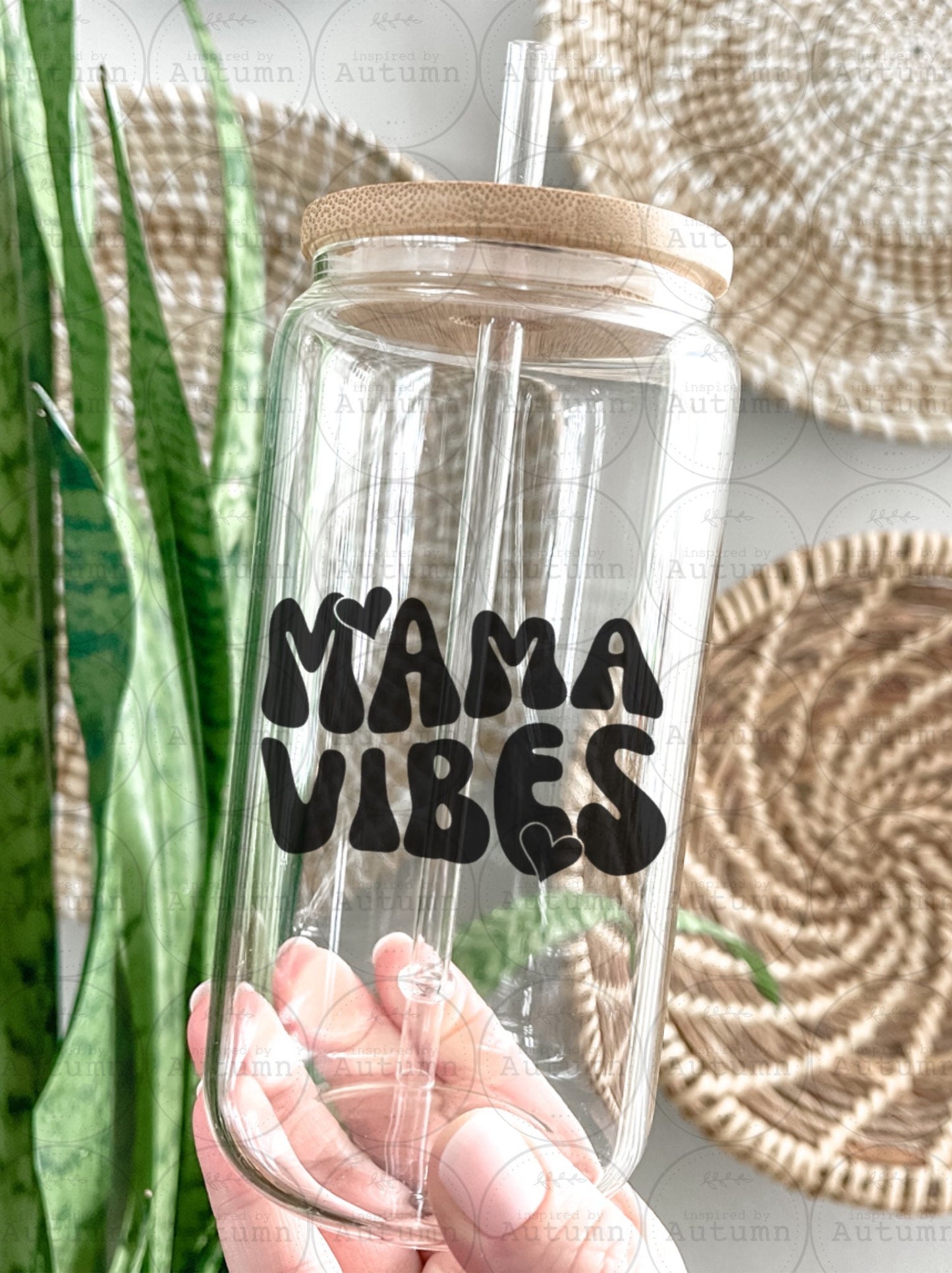 16oz Glass Can Tumbler | Mama Vibes | Mothers Day Gift | Iced Coffee Glass