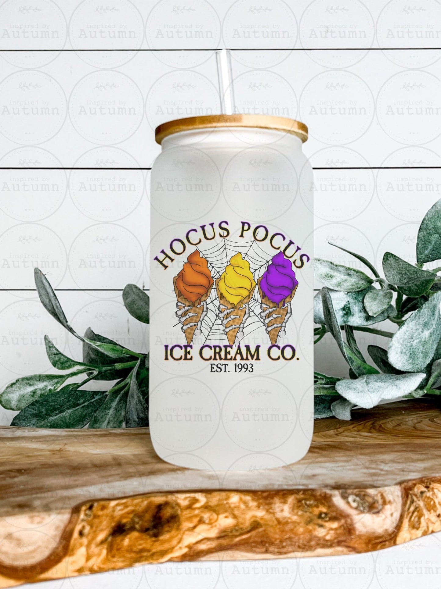 16oz Glass Can Tumbler | Hocus Pocus | The Sanderson Sisters | Ice Cream Co | Iced Coffee Glass