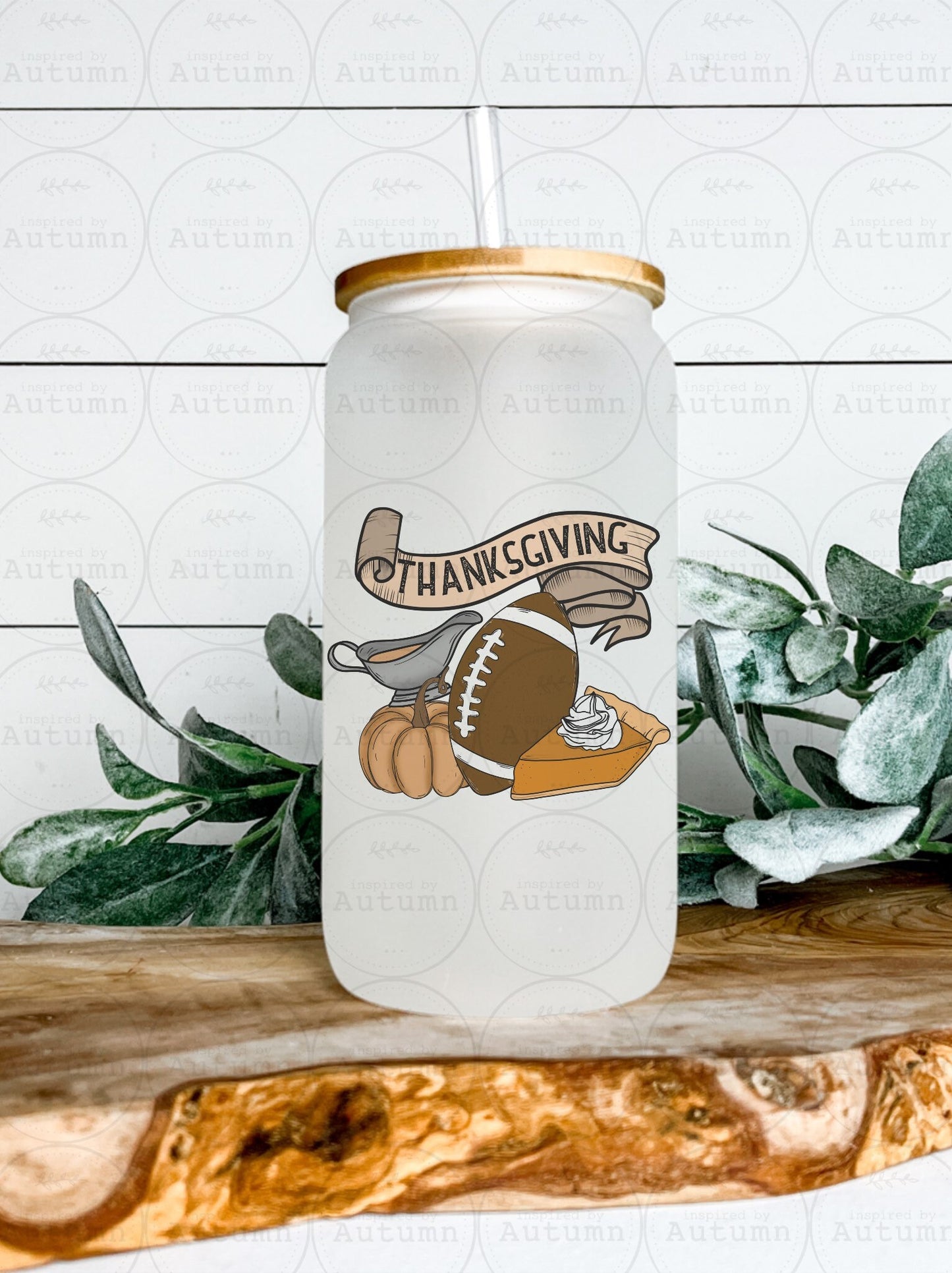 16oz Glass Can Tumbler | Thanksgiving | Turkey | Touchdowns | Football | Family | Pumpkin Pie | Iced Coffee Glass