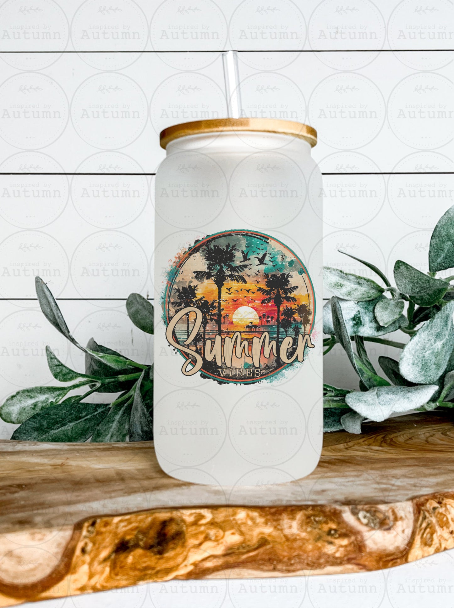 16oz Glass Can Tumbler | Summer Vibes | Sunshine | Beach | Boating | Relaxing | Iced Coffee Glass