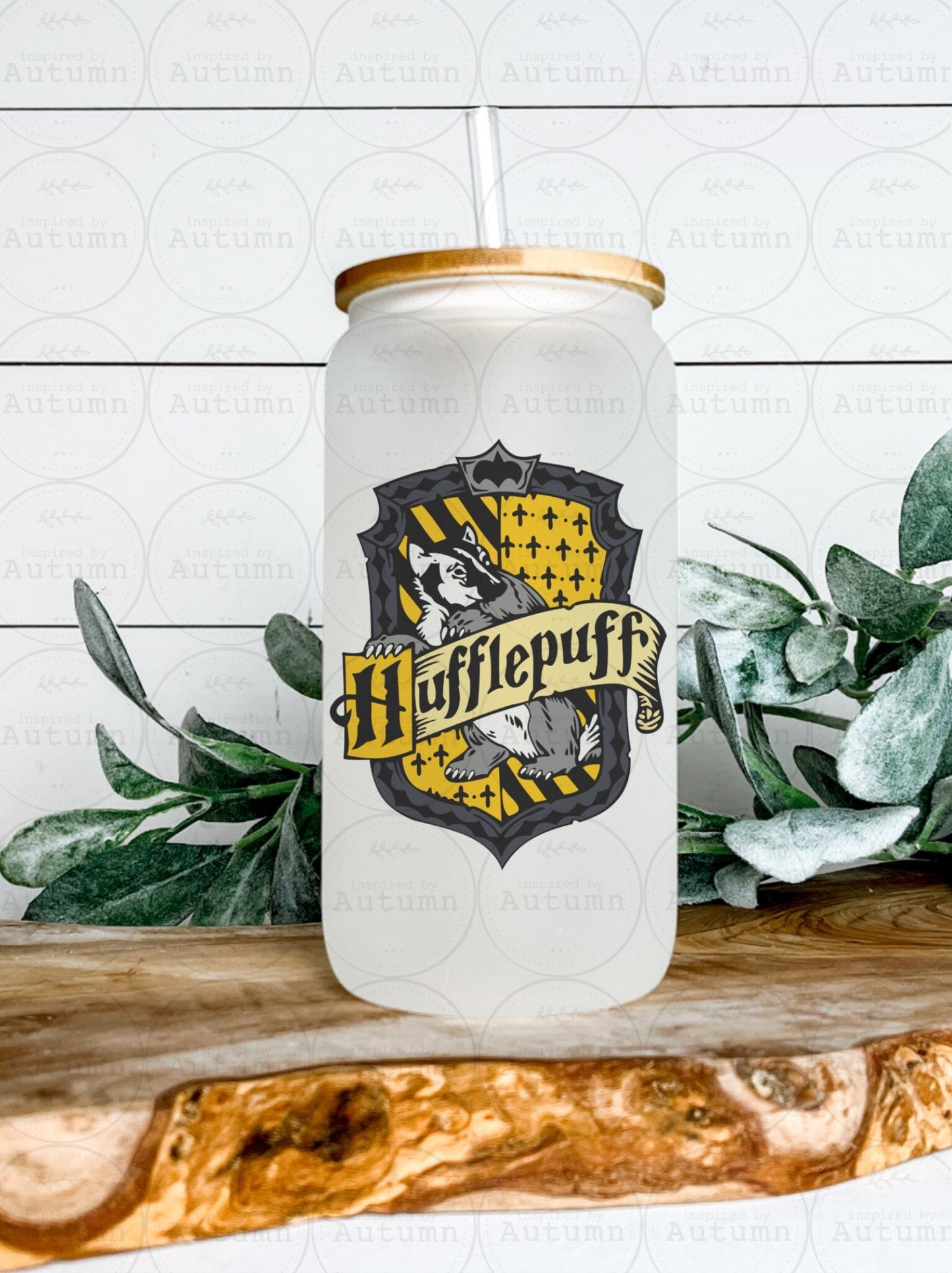 16oz Glass Can Tumbler | Harry Potter | Hogwarts Houses | Hufflepuff | Magical Wizarding World | Iced Coffee Glass