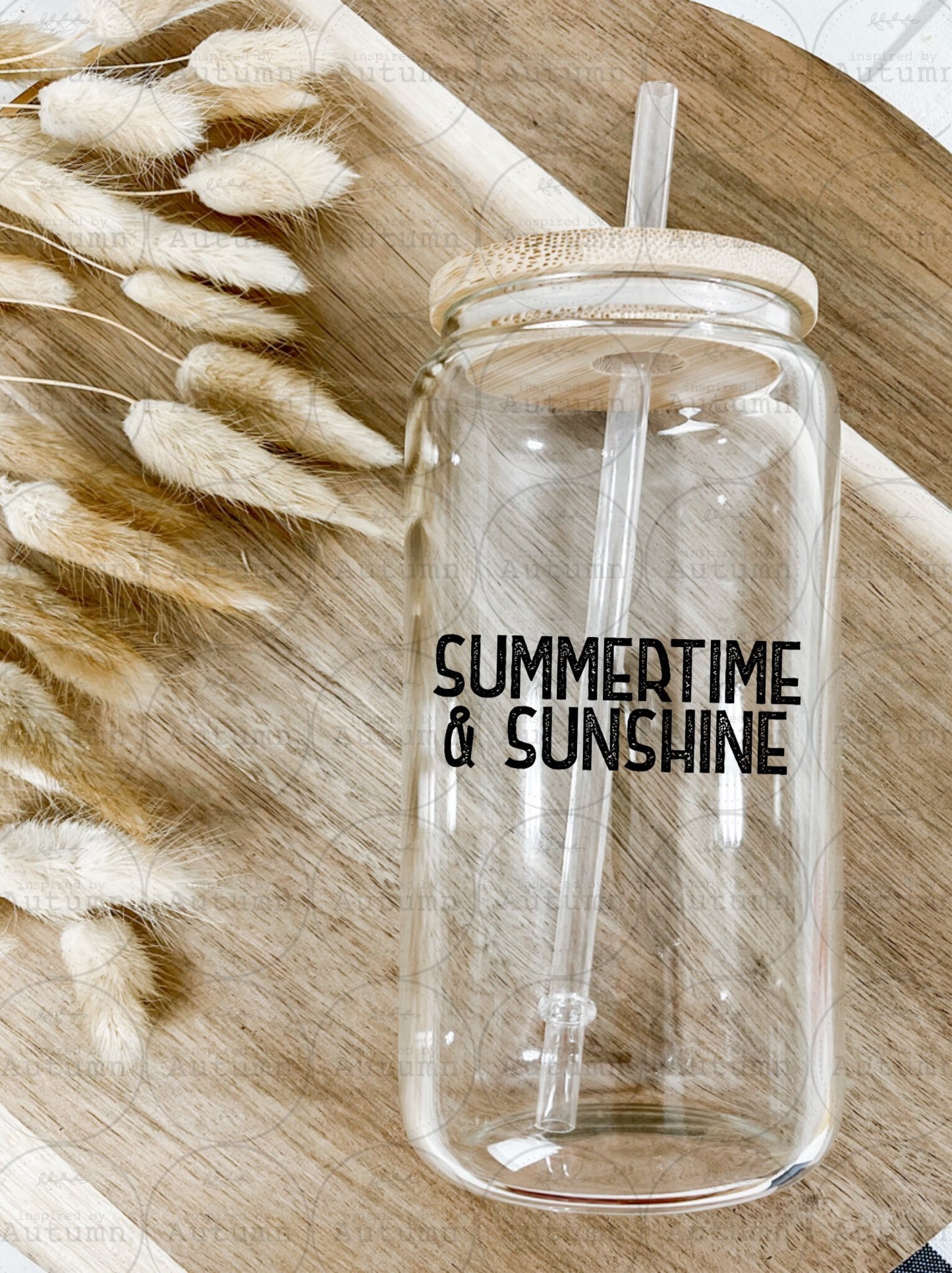 16oz Glass Can Tumbler | Summertime And Sunshine | Iced Coffee Glass