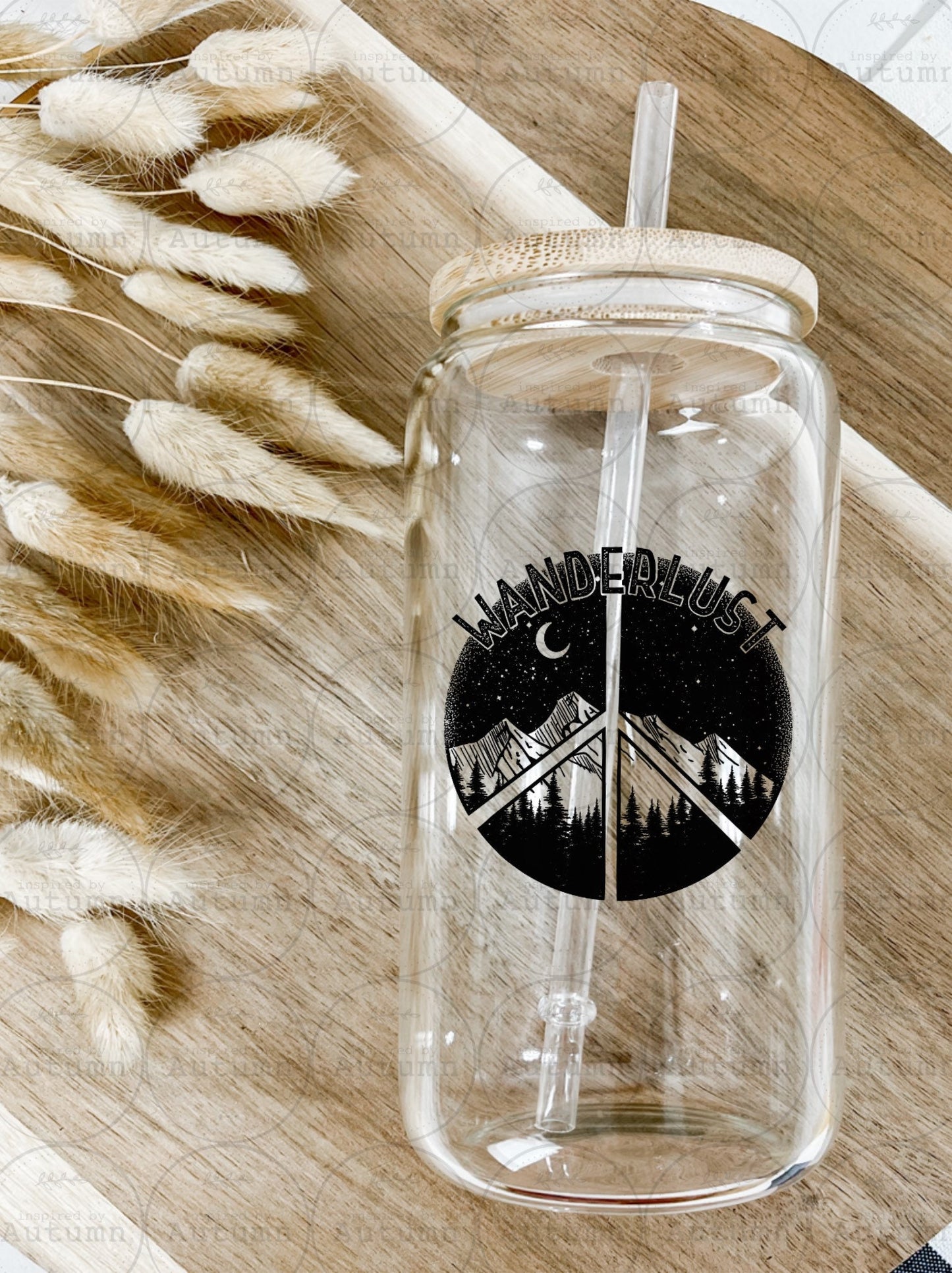 16oz Glass Can Tumbler | Wanderlust | Adventure | Mountains | Moon | Trees | Travel | Iced Coffee Glass