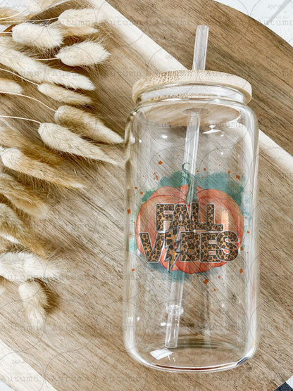 16oz Glass Can Tumbler | Fall Vibes | Pumpkin Spice | Leggings | Messy Buns | Pumpkin Patch | Autumn | Iced Coffee Glass