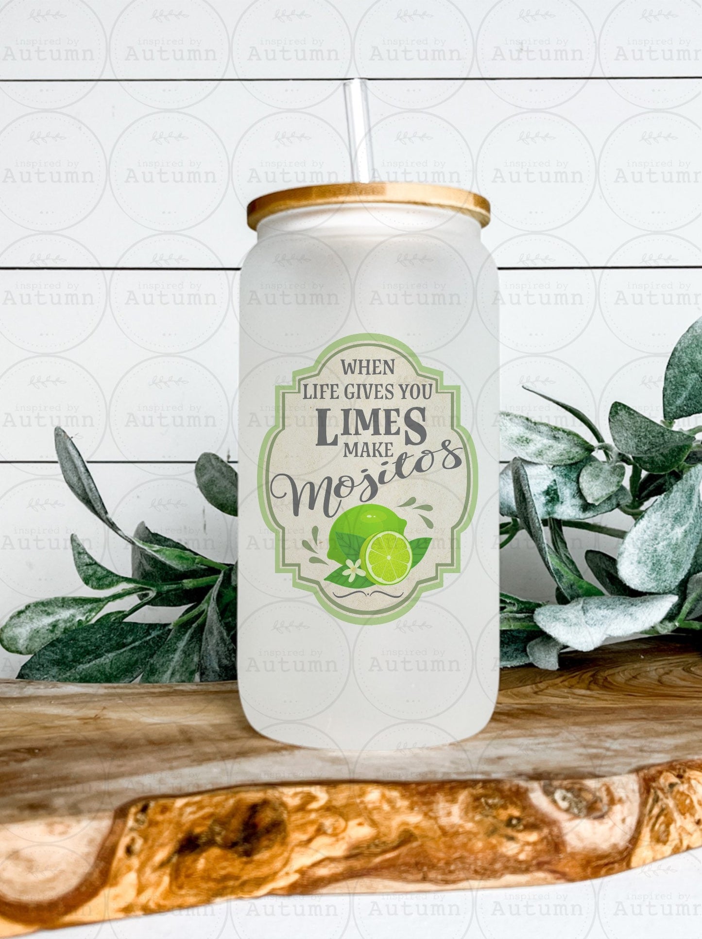 16oz Glass Can Tumbler | When Life Gives You Limes Make Mojitos | Iced Coffee Glass