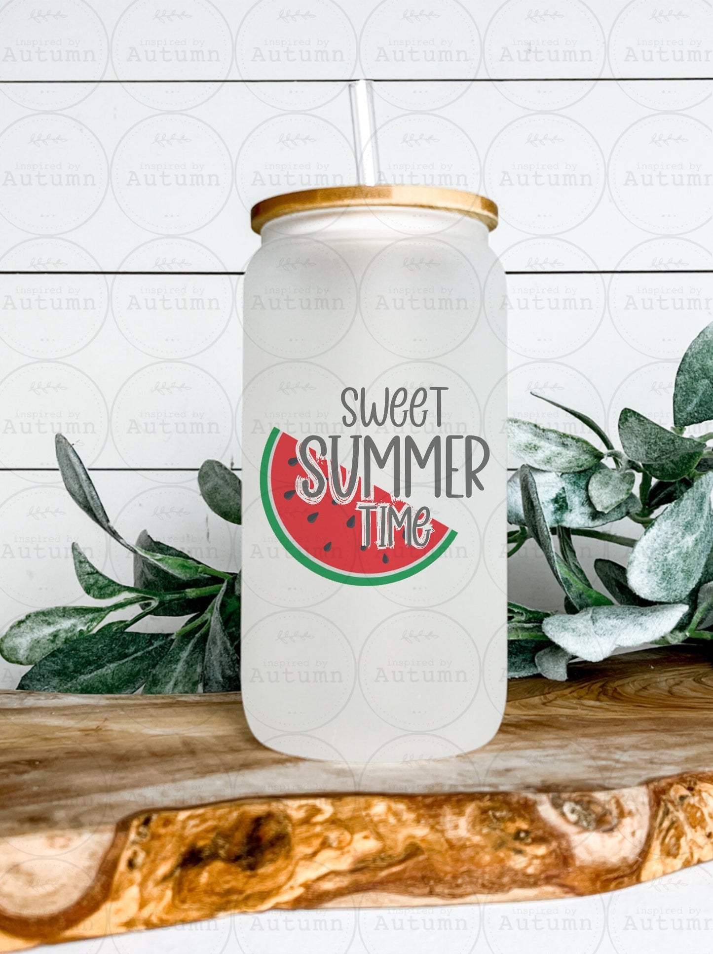 16oz Glass Can Tumbler | Sweet Summer Time | Watermelon | Original Designer | Iced Coffee Glass