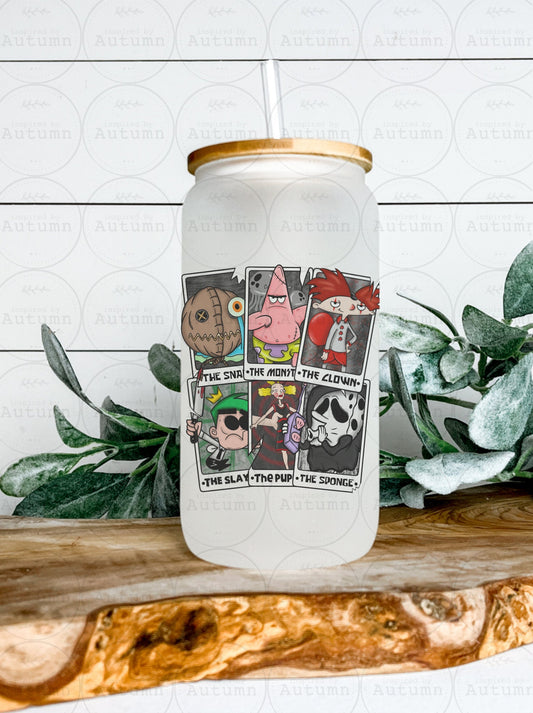 16oz Glass Can Tumbler | Tarot Cards | Retro | 90s Child | Throwback | Iced Coffee Glass