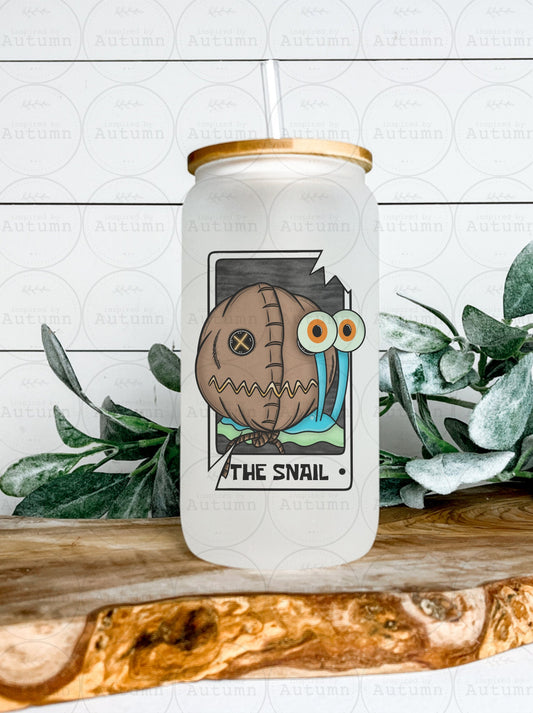 16oz Glass Can Tumbler | The Snail | Tarot Cards | Retro | 90s Child | Throwback | Iced Coffee Glass