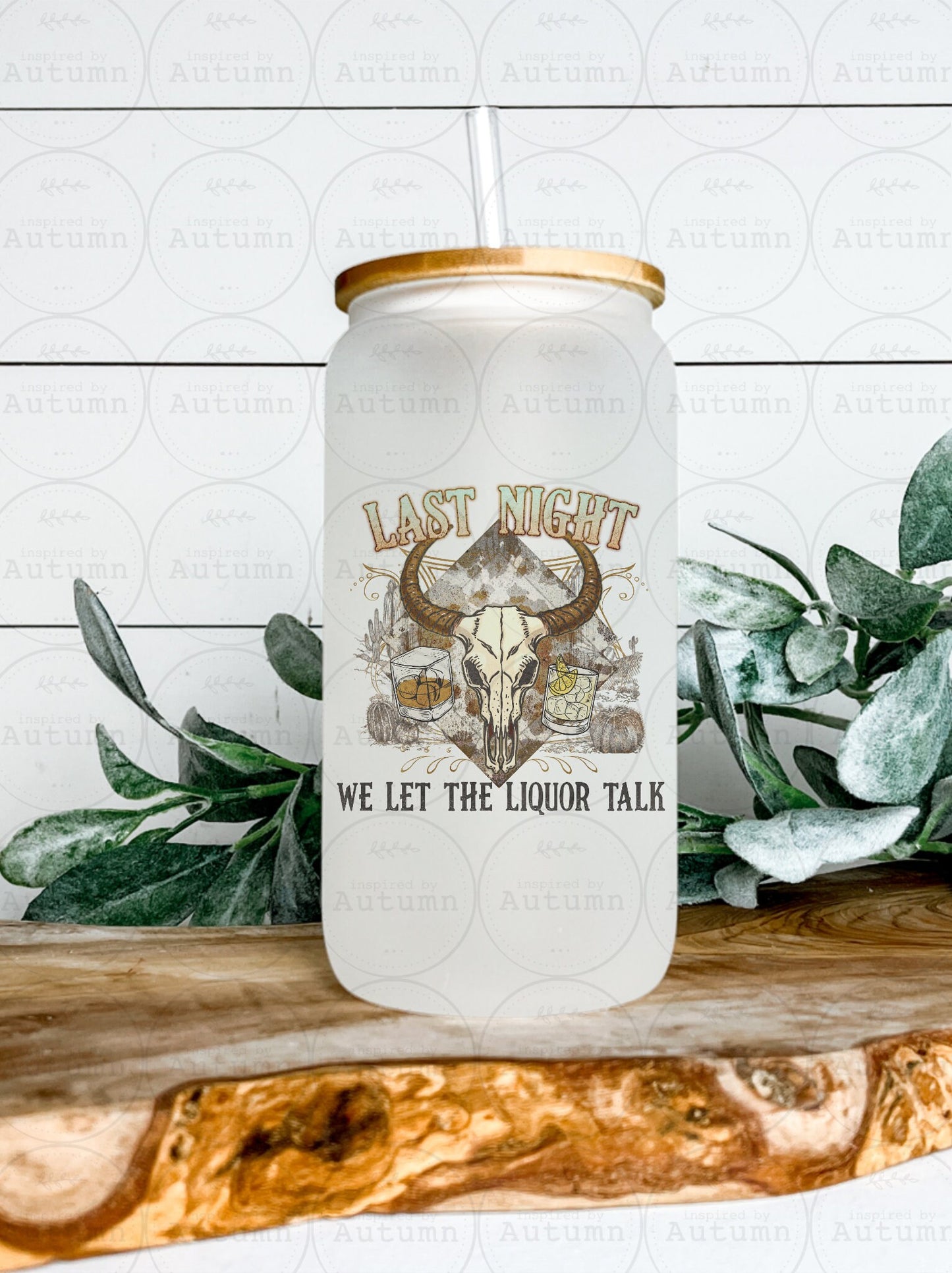 16oz Glass Can Tumbler | Country | Bull Skull | Texas | Iced Coffee Glass